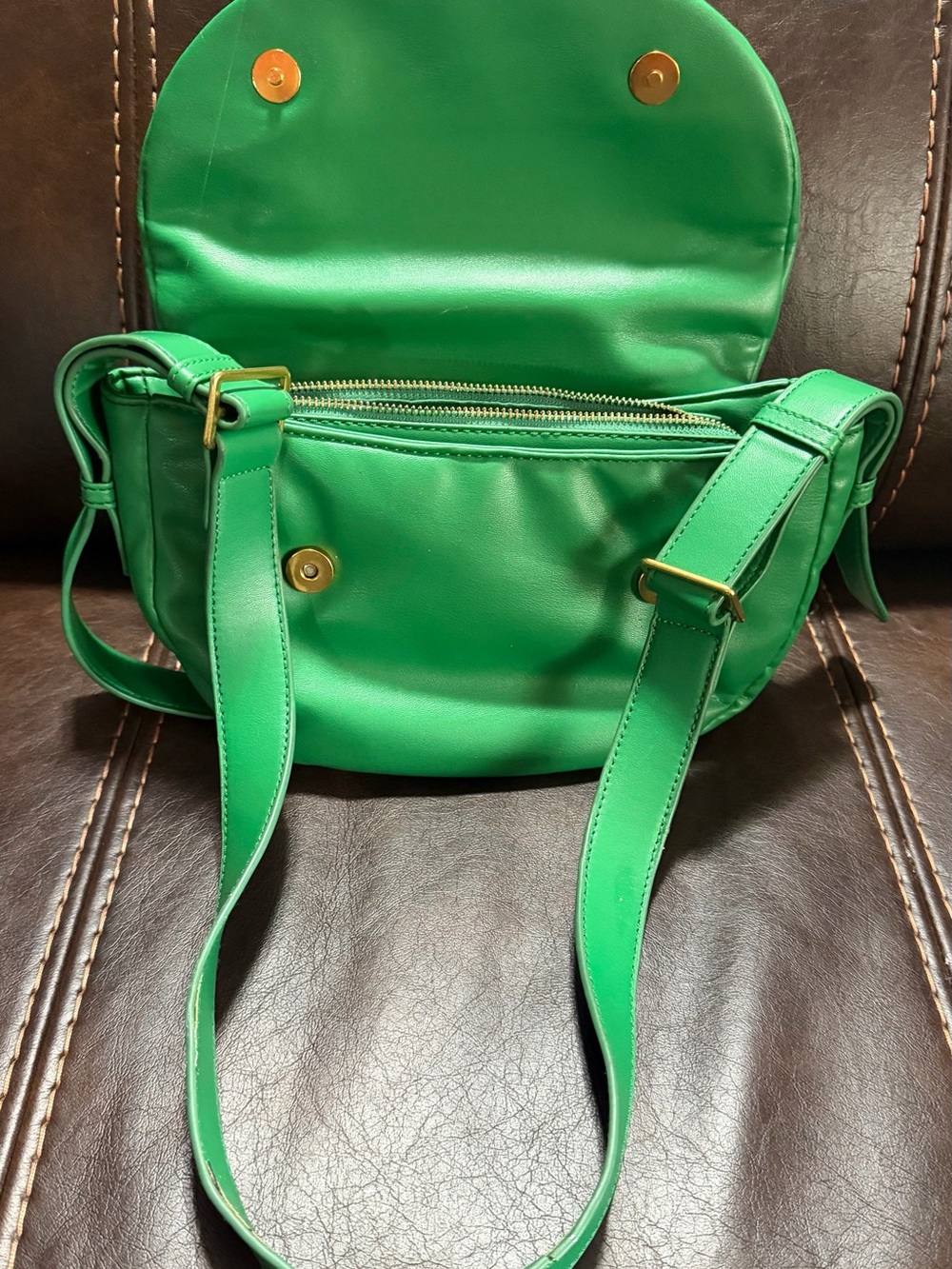 Free People Kelly Green Shoulder Bag with Gold Hardware